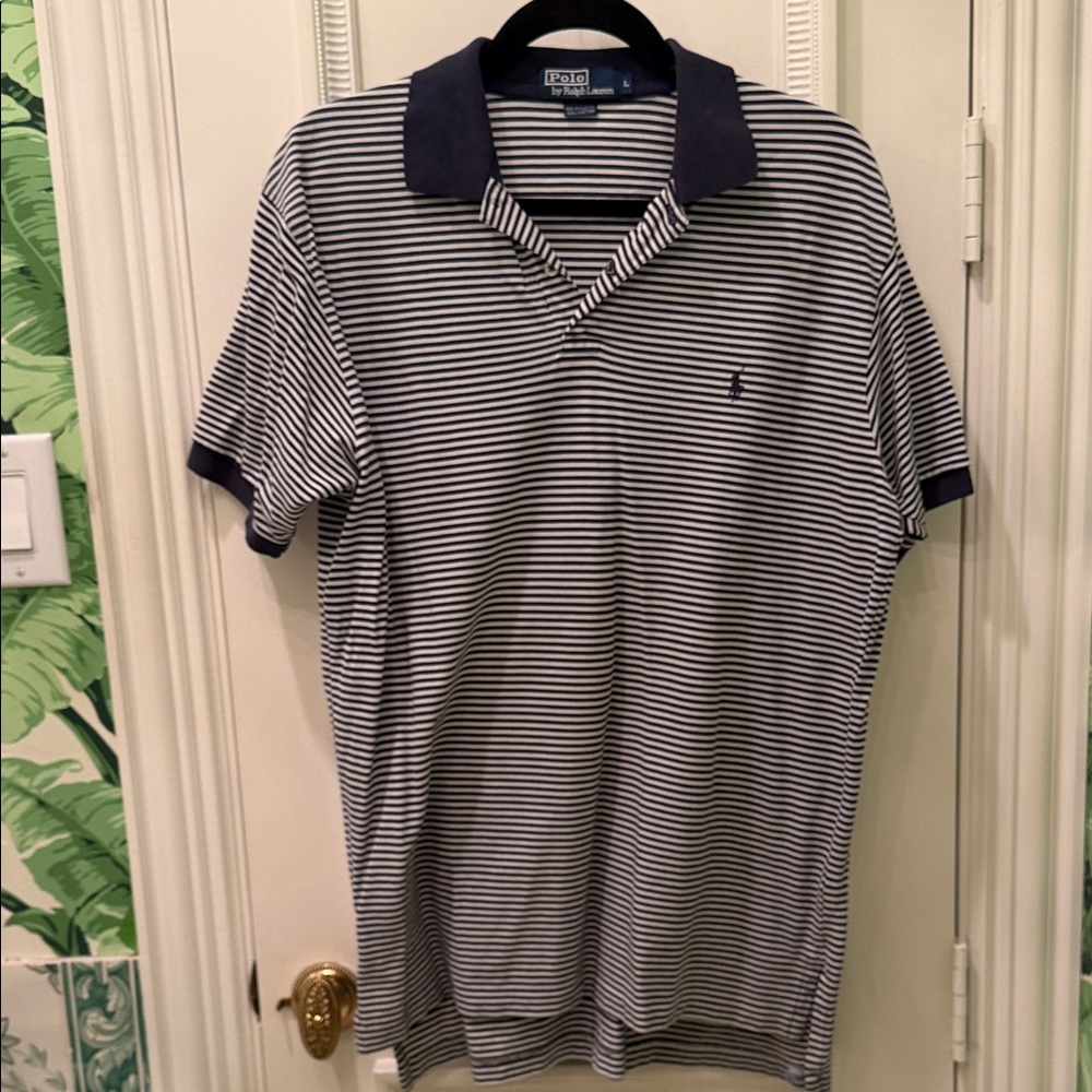 Ralph Lauren Navy and White Striped Polo